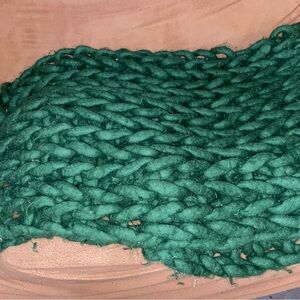 Ukrainian Chunky Knit  Crochet Green Blanket